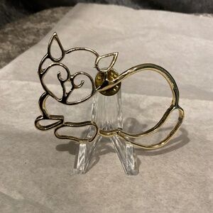 Vintage Gold Cat Outline Pin